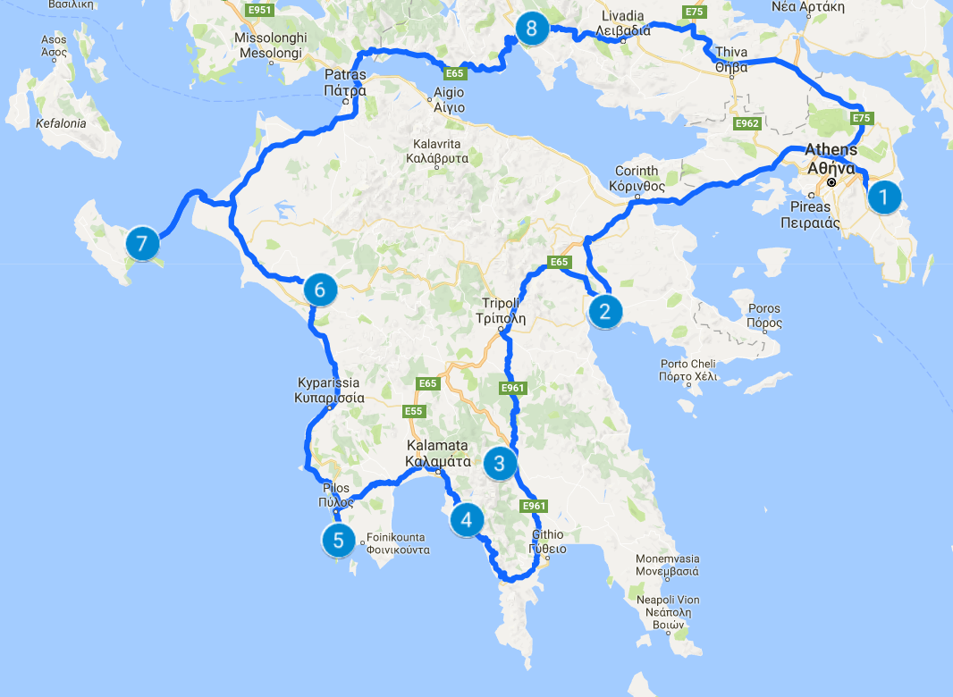 Peloponnese Road Trip Itinerary